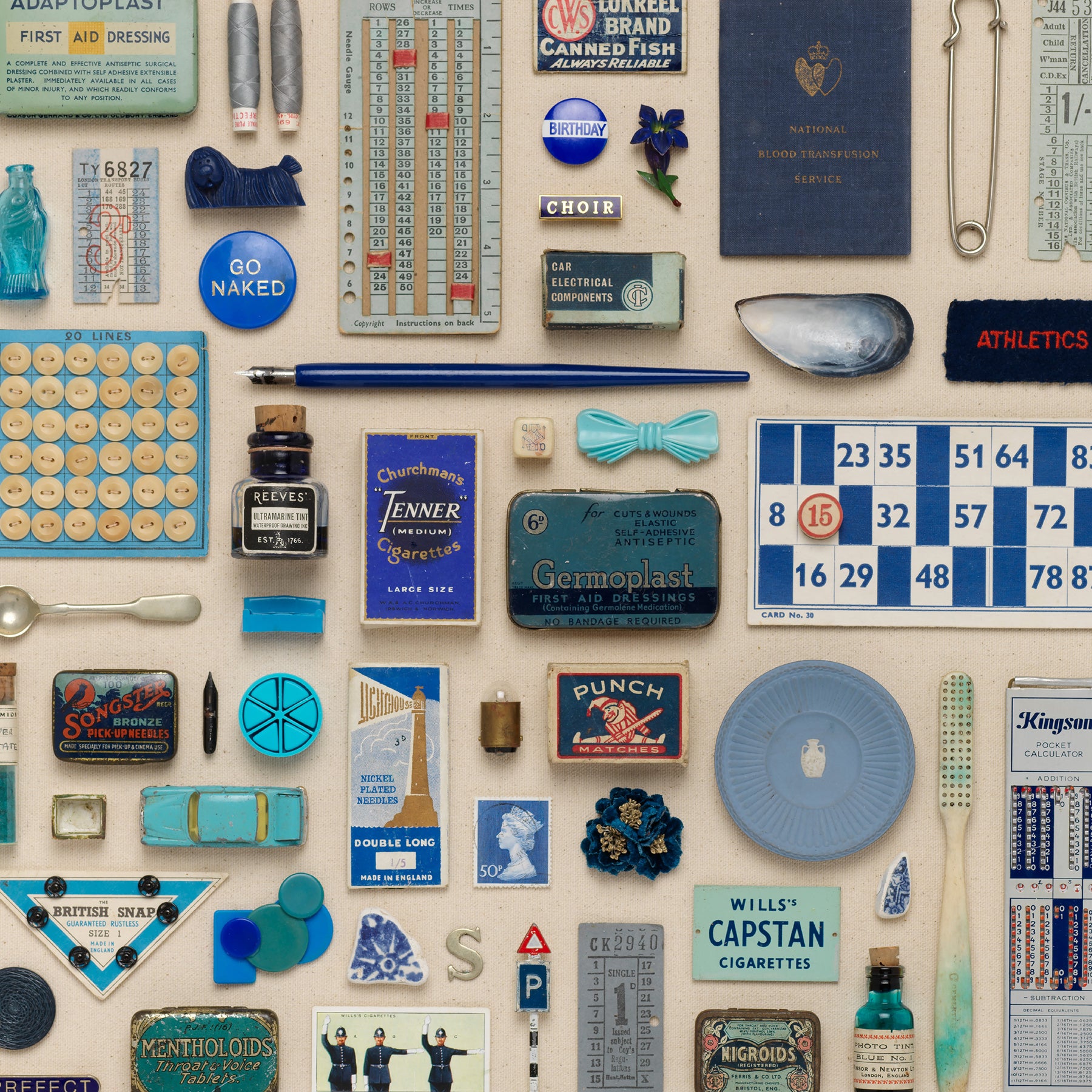 Composition in Blue – Unique Vintage Object Artwork
