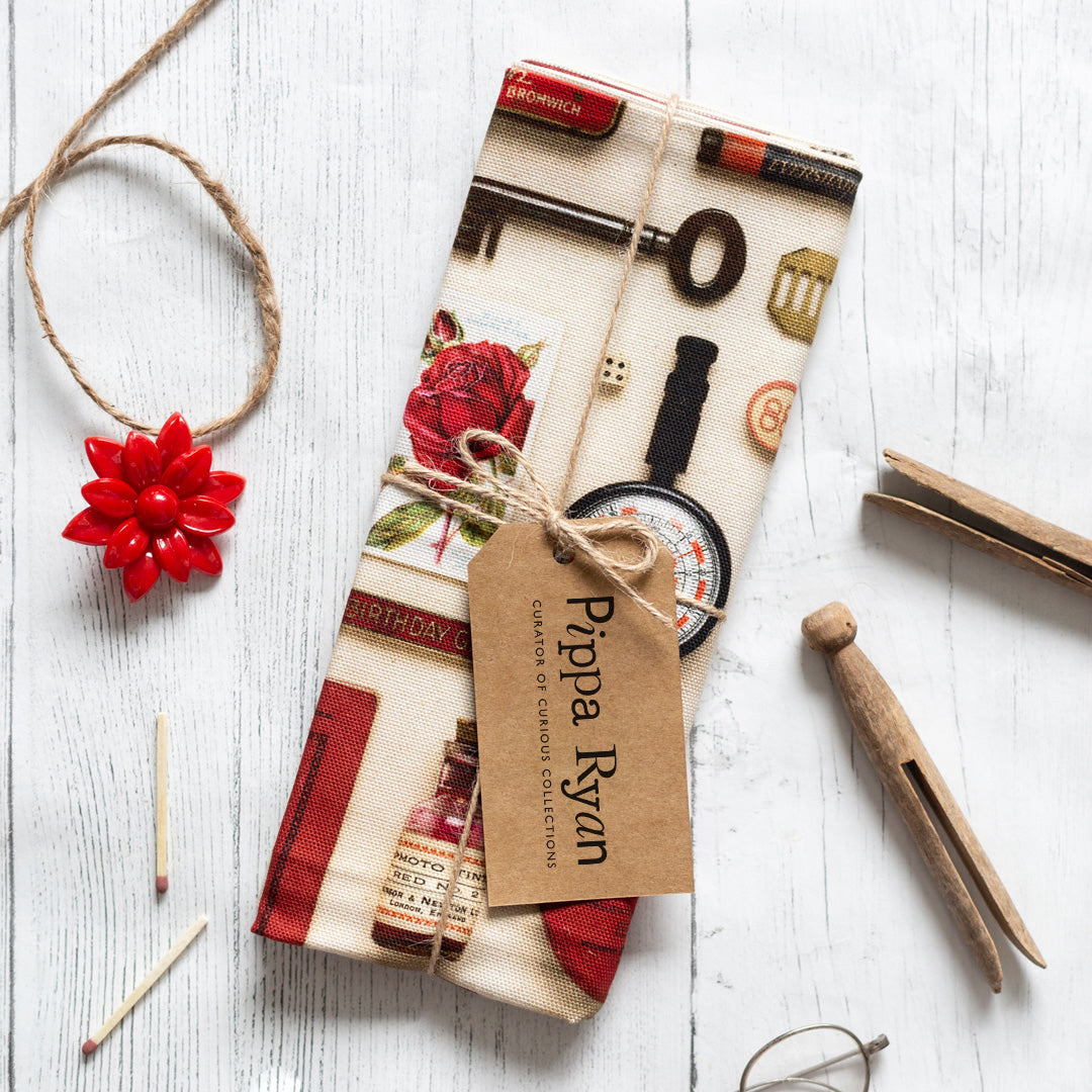 Mix'n'Match 6 Vintage Keepsake Patterned Tea Towel in 100% Organic Cotton