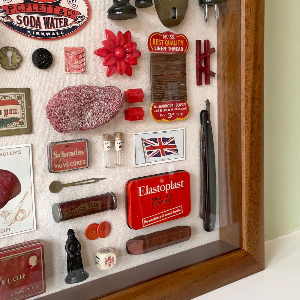 Composition in Red & Gold – Unique Vintage Object Artwork