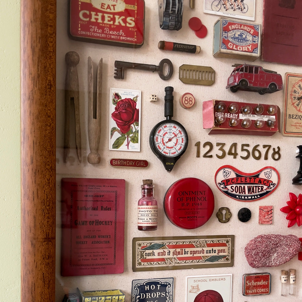 Composition in Red & Gold – Unique Vintage Object Artwork