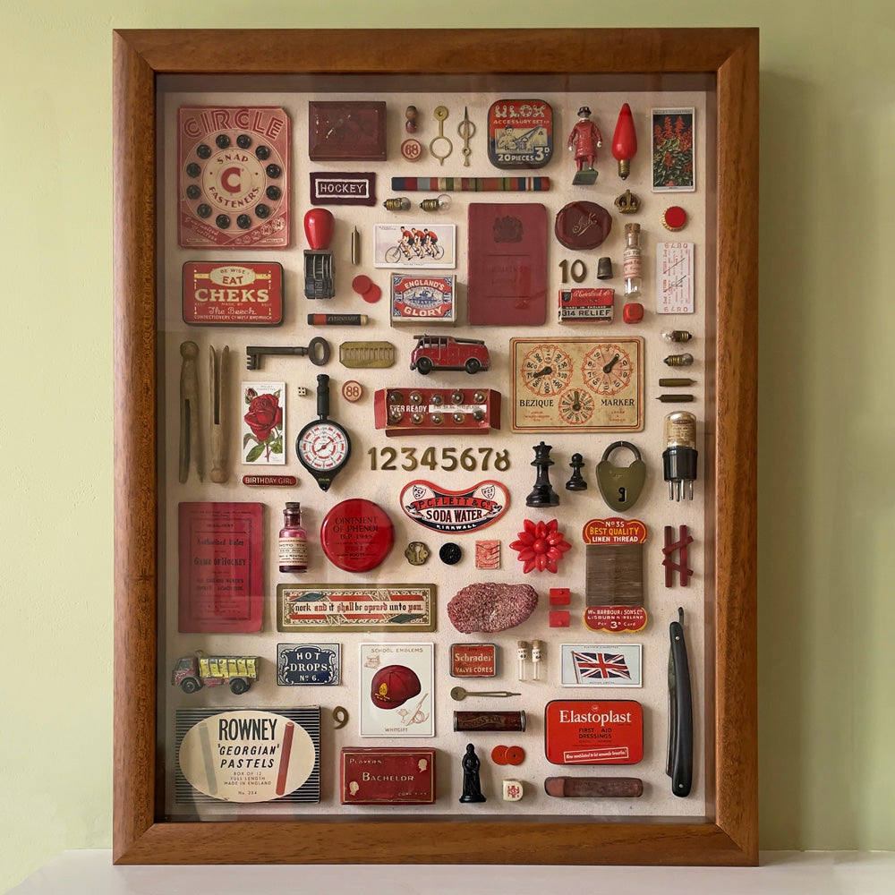 Composition in Red & Gold – Unique Vintage Object Artwork