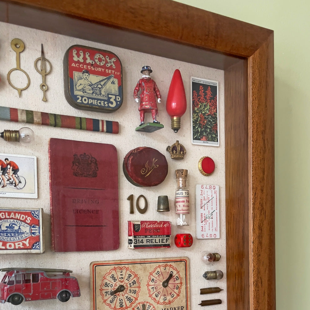 Composition in Red & Gold – Unique Vintage Object Artwork