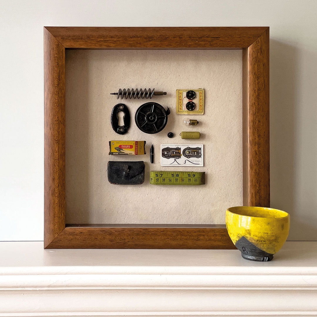 Composition in Yellow & Black – Unique Vintage Object Artwork
