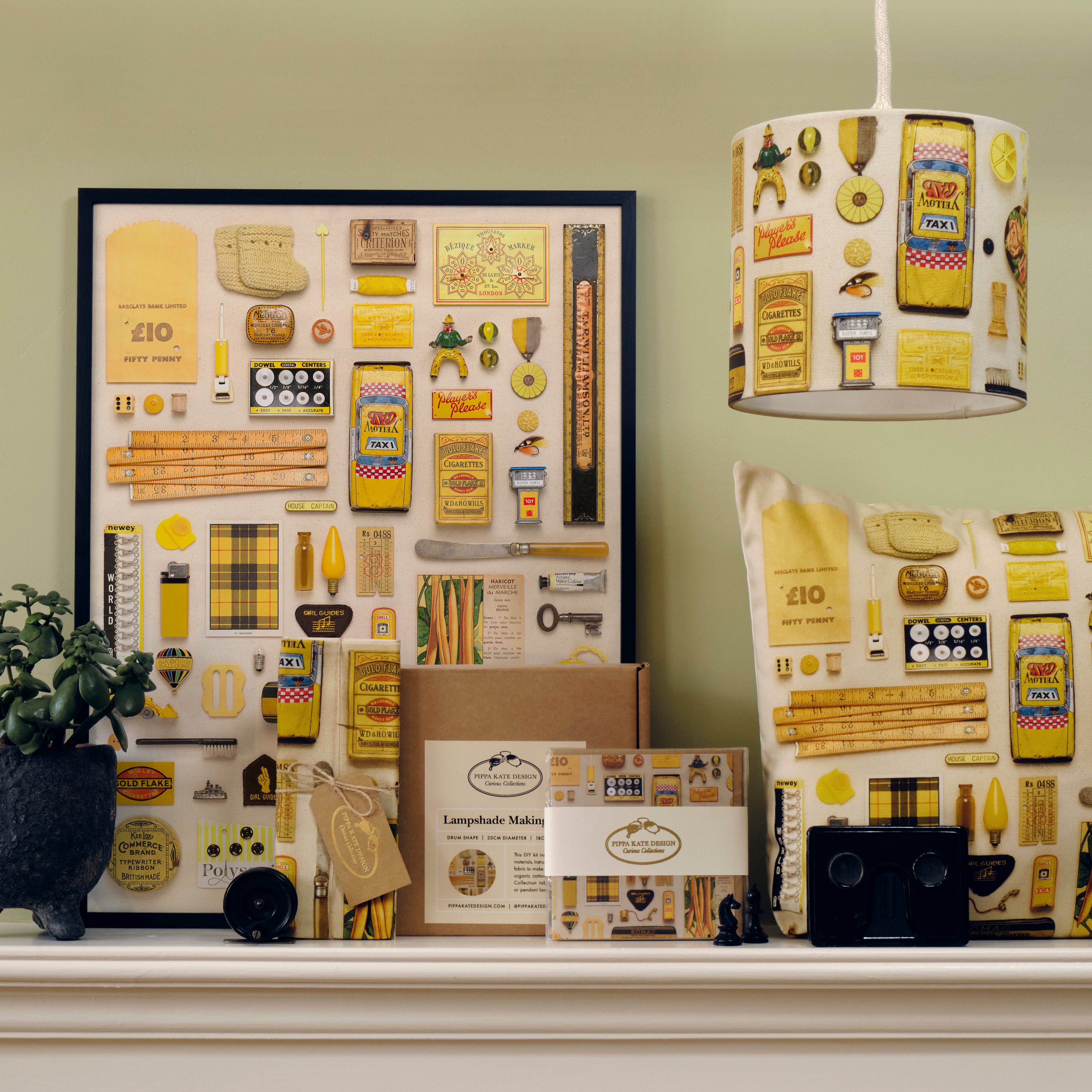 Yellow Vintage Keepsake Collection Drum Lampshade Making Kit in Organic Cotton