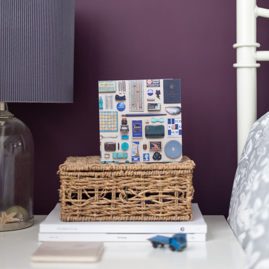 Blue Vintage Patterned Eco-friendly Greetings Card