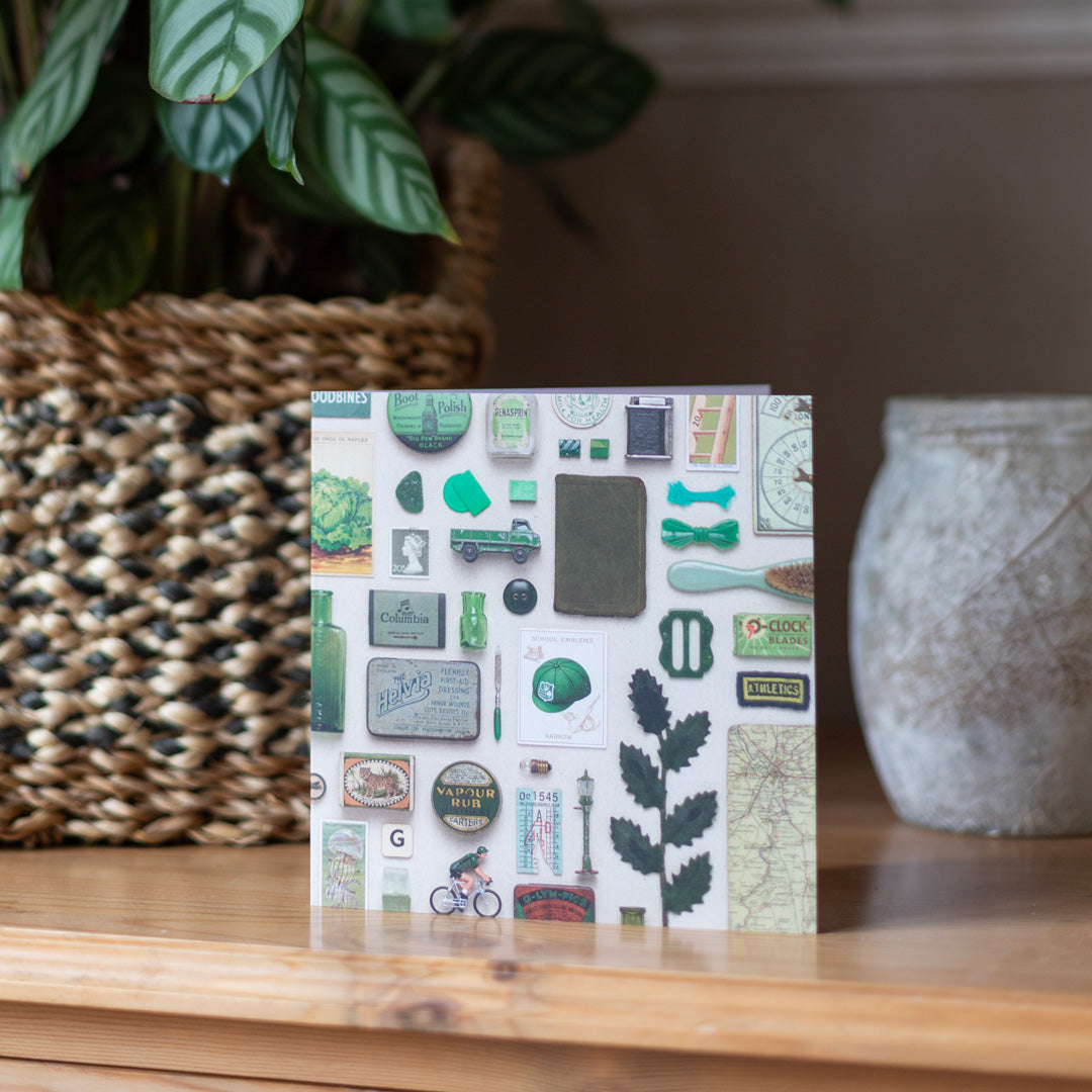 Green Vintage Patterned Eco-friendly Greetings Card