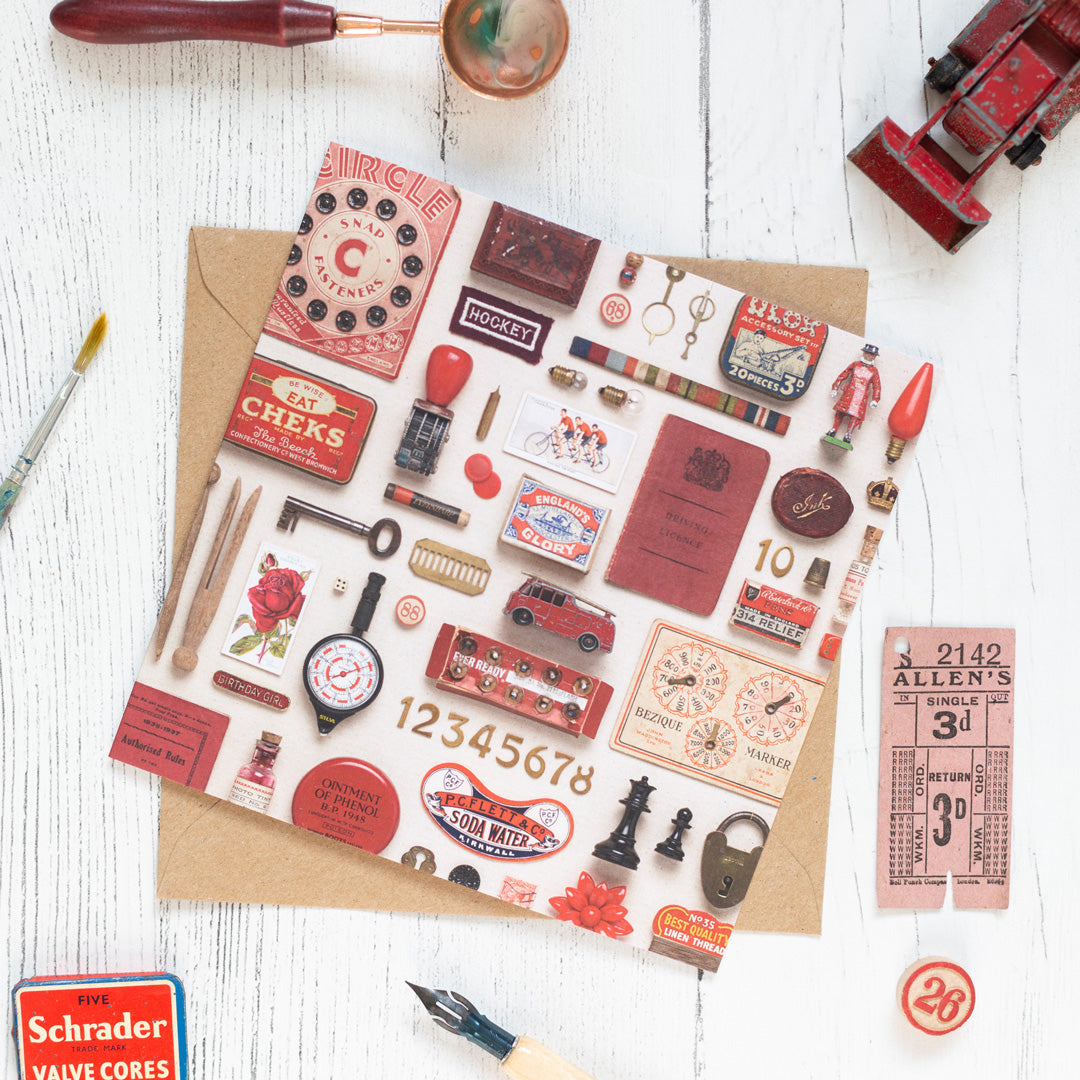 Red & Gold Vintage Patterned Eco-friendly Greetings Card