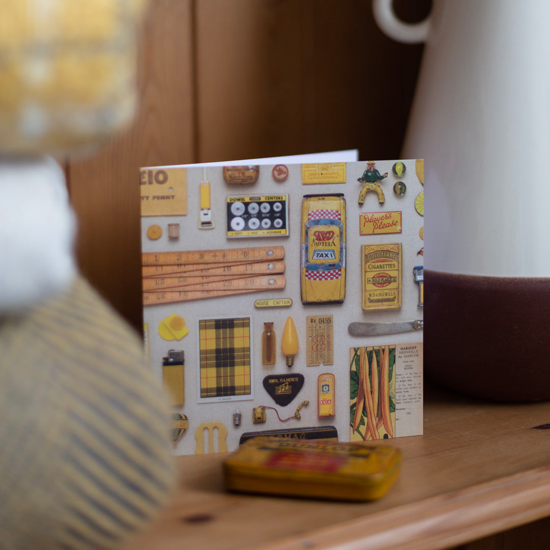 Yellow Vintage Patterned Eco-friendly Greetings Card