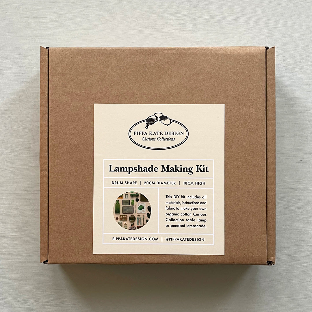Green Vintage Keepsake Collection Drum Lampshade Making Kit in Organic Cotton