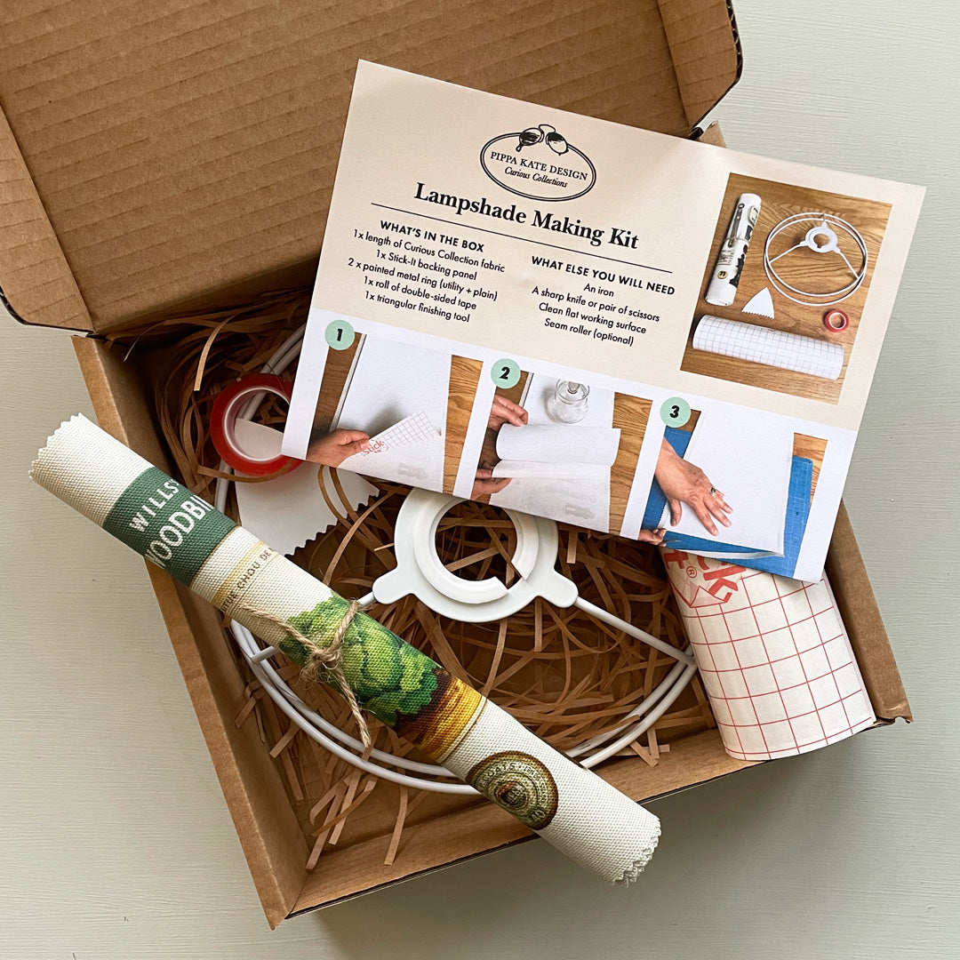 Green Vintage Keepsake Collection Drum Lampshade Making Kit in Organic Cotton