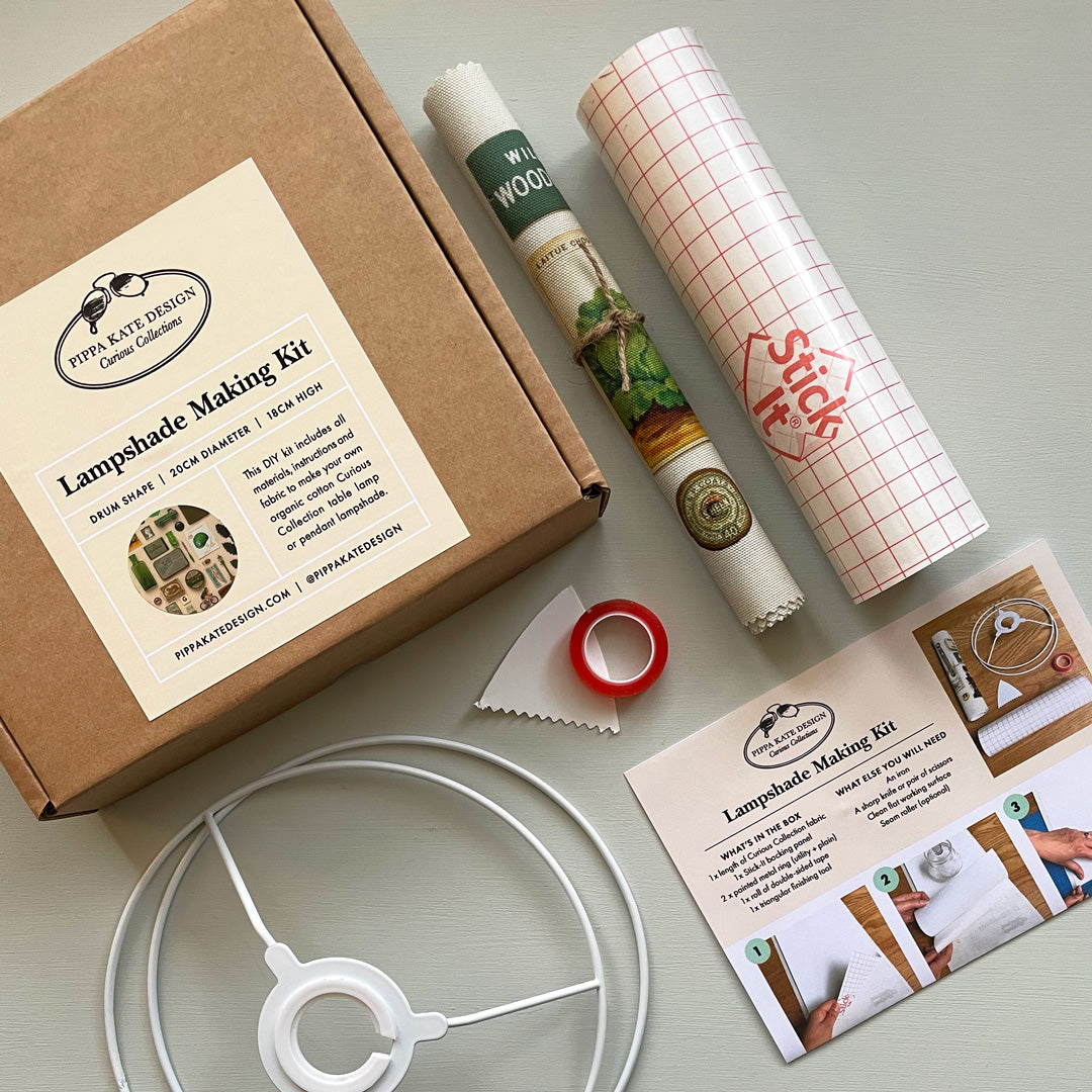 Green Vintage Keepsake Collection Drum Lampshade Making Kit in Organic Cotton