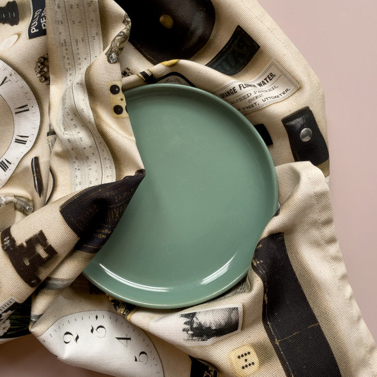 Black & White Vintage Keepsake Patterned Tea Towel in 100% Organic Cotton