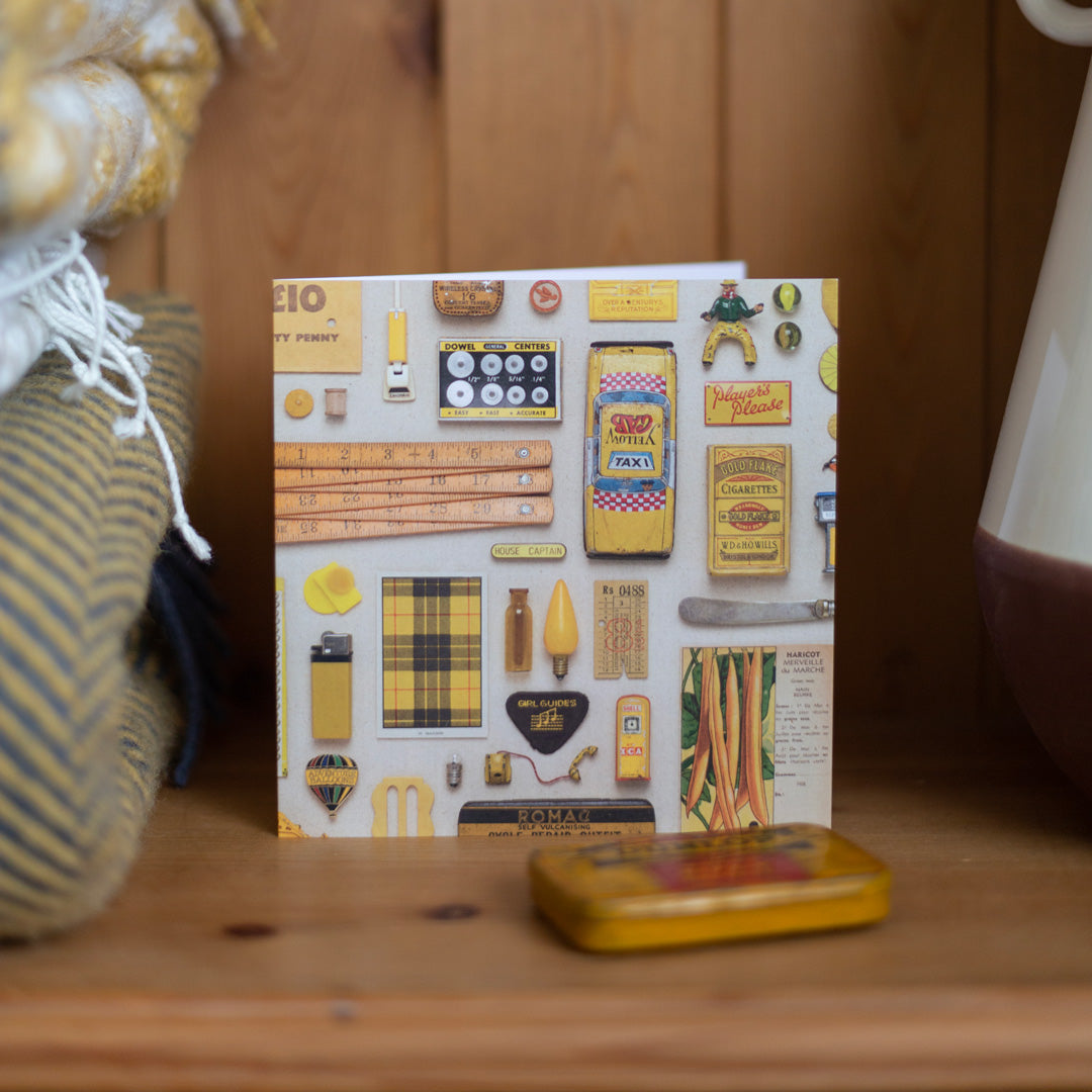 Yellow Vintage Patterned Eco-friendly Greetings Card