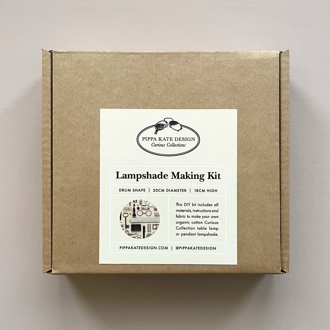 Black & White Vintage Keepsake Collection Drum Lampshade Making Kit in Organic Cotton