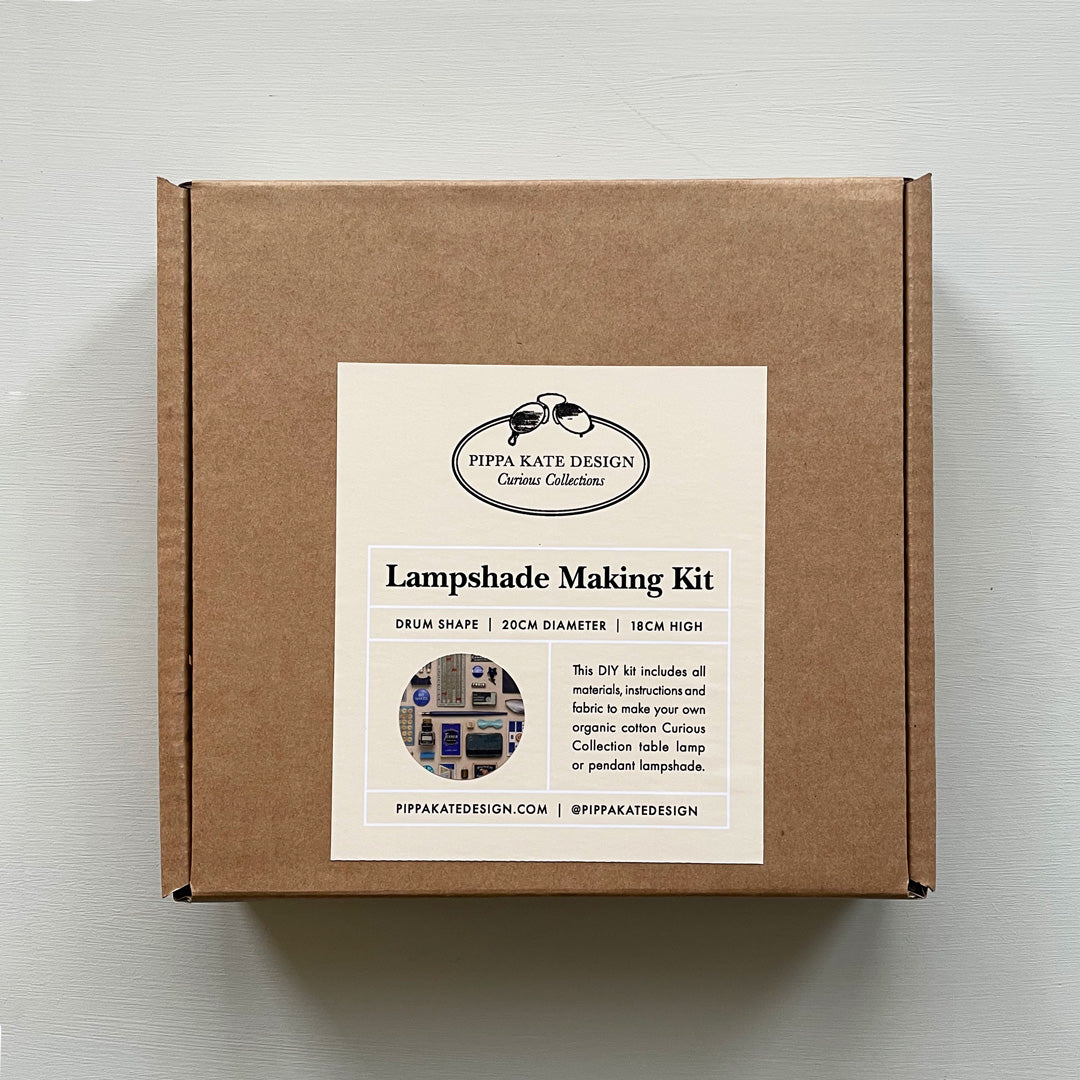 Blue Vintage Keepsake Collection Drum Lampshade Making Kit in Organic Cotton